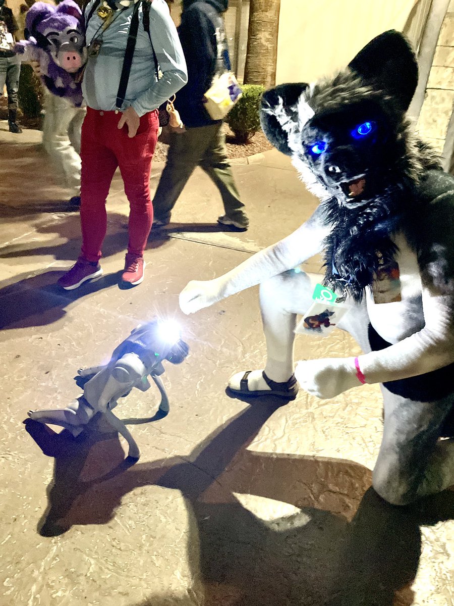 Vox meets his first dog bot at #LVFC2025. Told it to sit and it did just that.