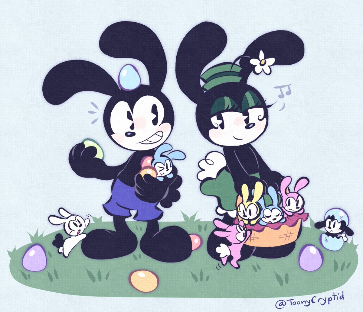 Happy Easter!!!🐰💙💚🐰
#oswaldtheluckyrabbit #fannycottontail