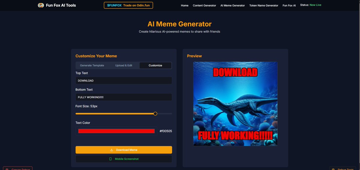 FunFoxTools's tweet image. Hey everyone quick update! Download button fully working all tools are 100 percent! Working to add upload image option to transform image into edits you want made!