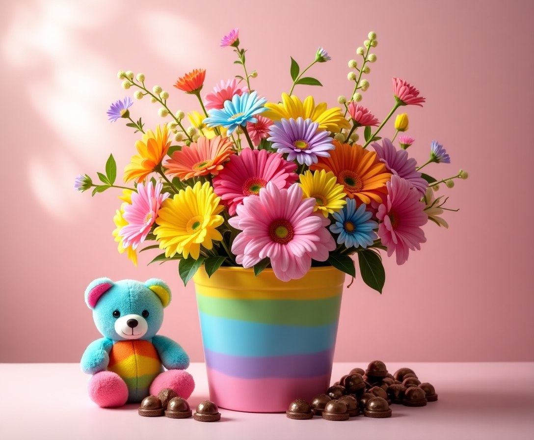 singkongpisang's tweet image. i've generated an images from @iMePlatform and the result is so great! so cheerfull vibes and i love it!

#flowers #chocolatte #teddybear
#iMe #AI #ChatGPT #iMeAI