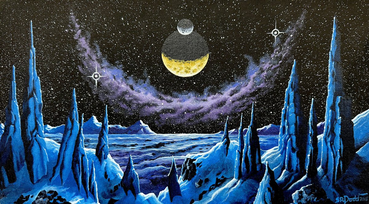 retroscifiart's tweet photo. Art by Steve R Dodd ‘Deep Space The Crescent Nebula’ (2018, acrylics on canvas board) https://t.co/8Bq6TRAQZB