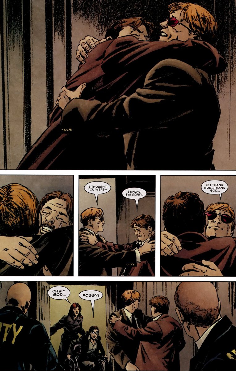 mattfoggybot's tweet photo. Matt and Foggy hugging after Foggy got stabbed and was believed by everybody, including Matt, to be dead. https://t.co/9AflEXPq3l