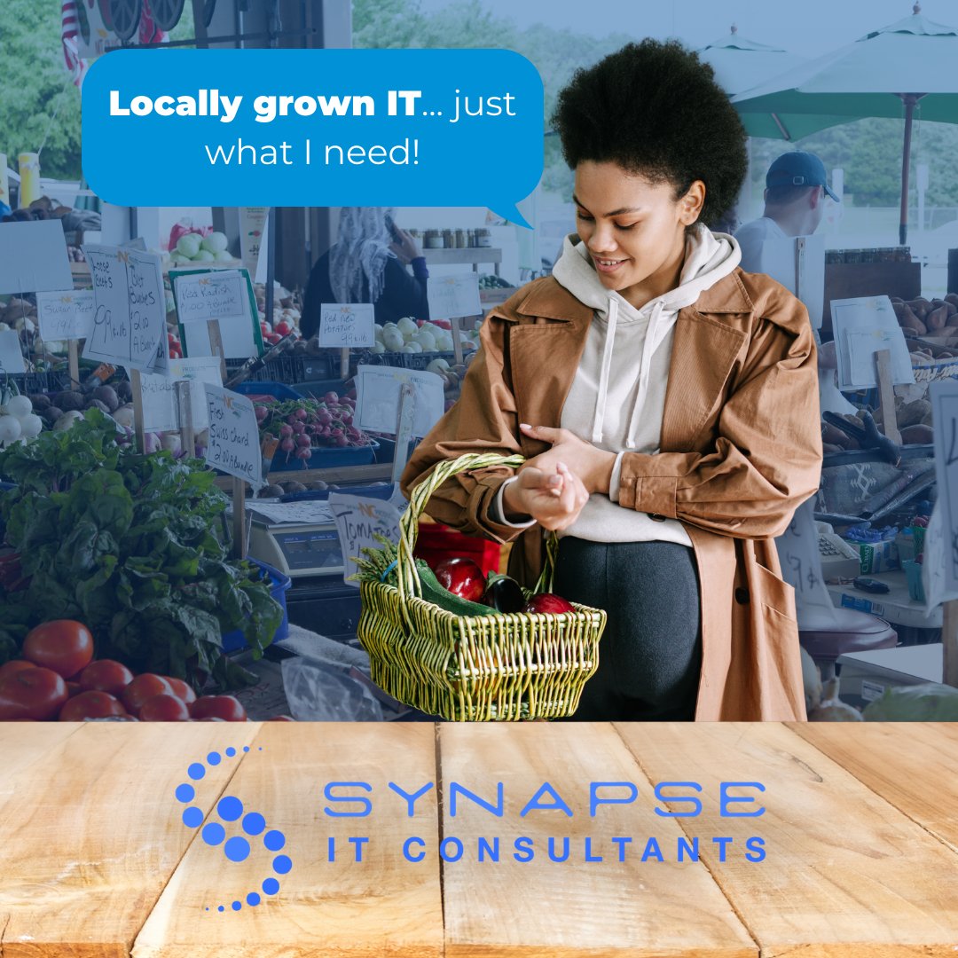 SynapseITc's tweet image. Partnering with a local IT Provider is like picking fresh produce from a farmer&apos;s market: always fresh and always just what you need! Give Synapse IT Consultants a call and start prioritizing your technology. Visit itconsultants.com.au #LocalIT #TechSupport