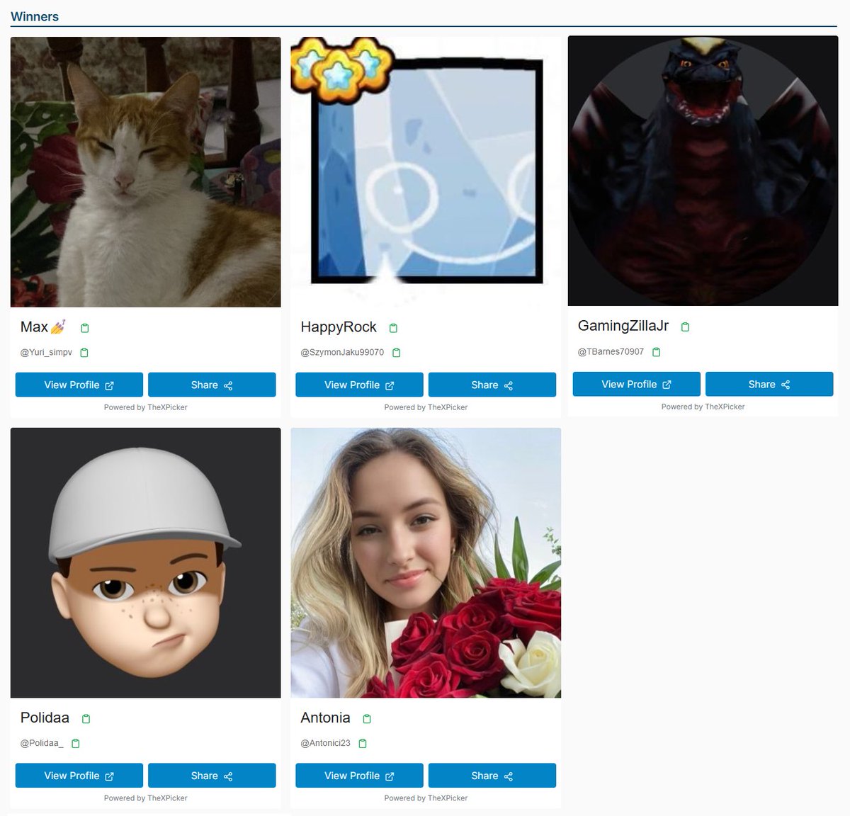 Congrats <a href="/Yuri_simpv/">Rose💅</a>, <a href="/SzymonJaku99070/">HappyRock</a>, <a href="/Polidaa_/">Polidaa</a>, <a href="/Antonici23/">Antonia</a> &amp; <a href="/TBarnes70907/">GamingZillaJr</a> you won! 🎉 Check your Mail and Enjoy🫶🏻