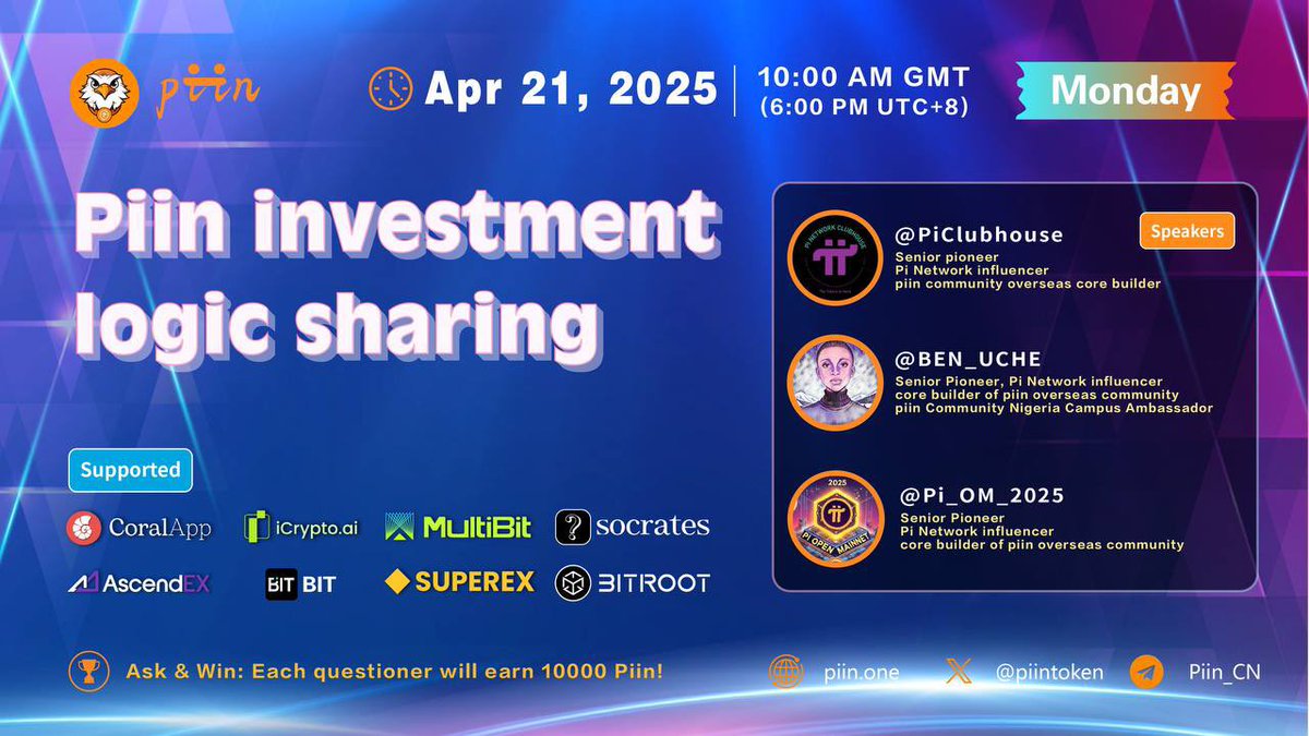 On Apr 21, 18:00 (UTC+8) , join $Piin community's Space to celebrate with global #PiNetwork users and explore new paths to financial freedom and community autonomy👊👊👊

Space link: x.com/i/spaces/1Mnxn…