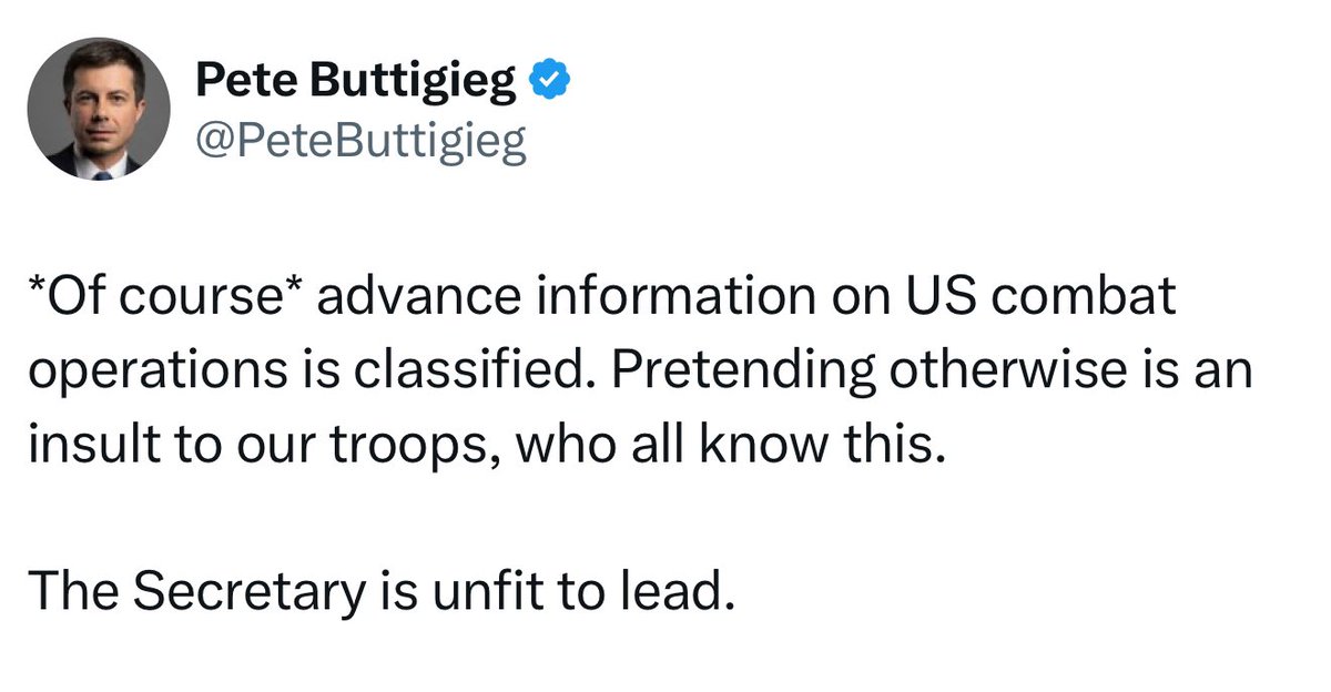 harryjsisson's tweet photo. Pete Buttigieg just laid down the hammer on Pete Hegseth. He’s absolutely right — Hegseth is completely unfit to lead. https://t.co/DdtWNzu8SR
