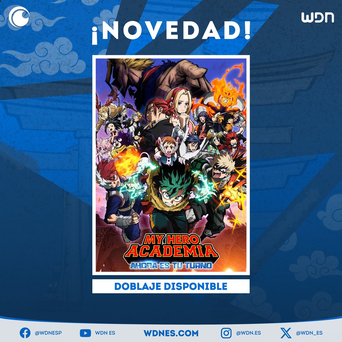 📺 | Anime
La película "My Hero Academia: Ahora es tu turno" ya se encuentra disponible en Crunchyroll con doblaje y subtitulos en español latino.
La película llegará próximamente a Netflix. 
#Anime #MyHeroAcademia #Crunchyroll #Doblaje