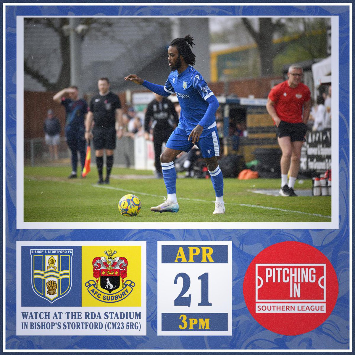 We are back in <a href="/SouthernLeague1/">The Pitching In Southern Football League</a> Premier Central action on Monday as we welcome AFC Sudbury to the RDA Stadium for our final home game of the campaign!

Kick off is at 3pm

Admission:Adults £15/Concessions £10/Students £8/U12s Free 

#allezlesbleus