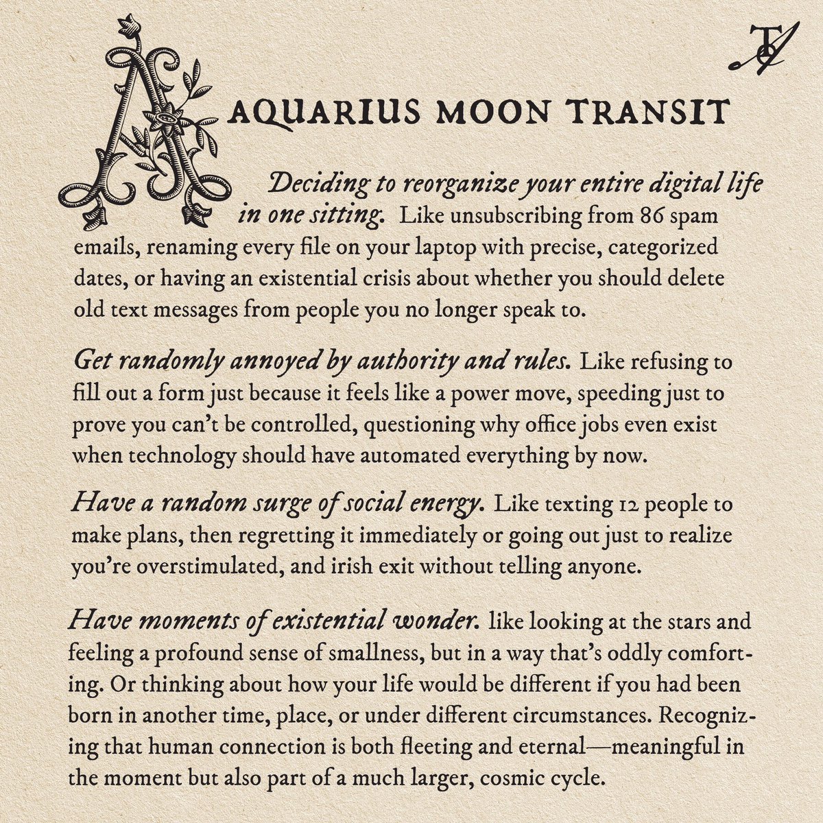 Typewriterastro's tweet photo. The moon is in Aquarius until 10pm pst on Tuesday ☁️ https://t.co/m82CHZ0Zs3
