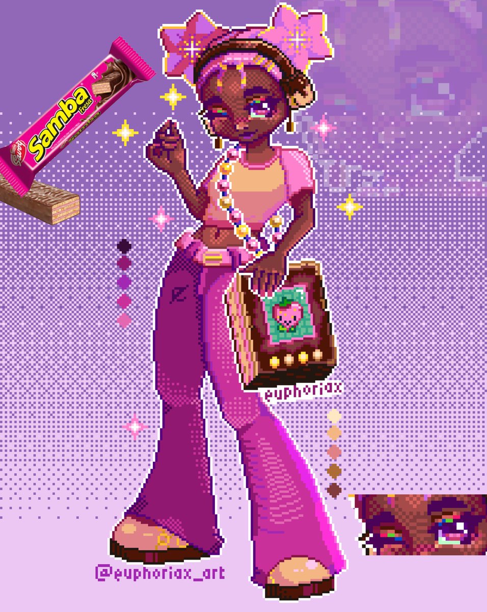 🍓 Samba de fresa si fuera humana 🍫 👾
Dibujé mi primera humanización de una chuchería venezolana, fue hecho para una collab entre varios artistas talentosos!
•
En los próximos días subiré video del proceso de creación, espero les guste 💜

#pixelart