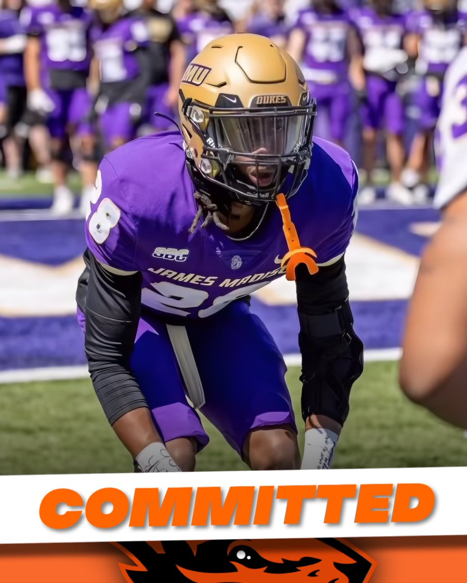 🦫🔒

JMU DB transfer Tyjai Hopper has committed to Oregon State! The 6’1 prospect has 4 years of eligibility remaining. Welcome home Tyjai! #GoBeavs
