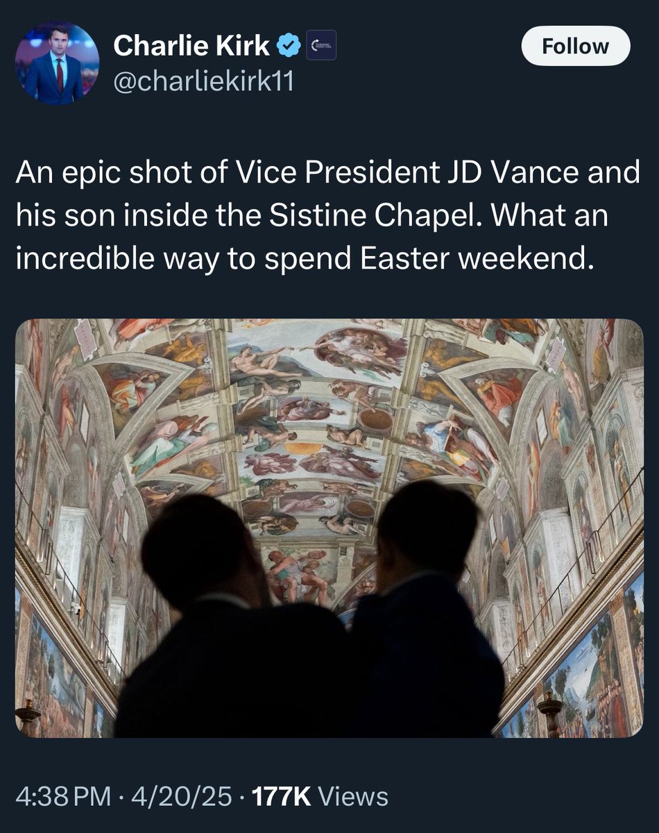 SaraForTexLege's tweet image. Anyone who has been to the Sistine Chapel knows that taking pictures inside of it is not only strictly prohibited, but also incredibly disrespectful. 

I’m so embarrassed by our government.