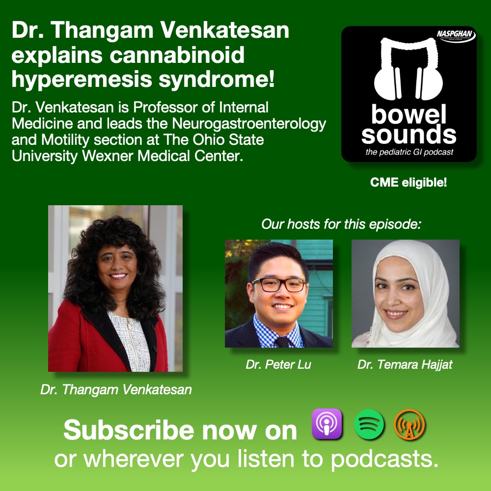 Today Dr. Thangam Venkatesan, adult GI from <a href="/OSUWexMed/">The Ohio State University Wexner Medical Center</a>, breaks down cannabinoid hyperemesis syndrome for <a href="/PLLU/">Peter L. Lu, MD, MS</a> &amp; <a href="/temarahajjat/">Temara Hajjat, MD</a>.

➡️ Is CHS just CVS? 😳
➡️ What's the deal w hot showers?
➡️ How strict does cessation need to be?

Don't miss this one.

🎧 buzzsprout.com/581062/episode…