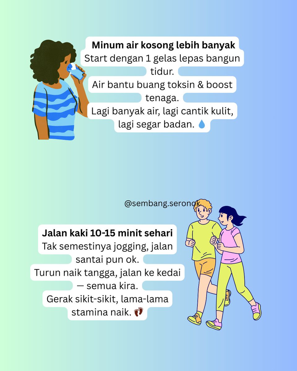 farisha_afi20's tweet image. Nak sayang diri, nak sihat, tak perlu keluar duit pun.
Yang penting konsisten &amp;amp; cuba. ✨

#TipsSihat #GayaHidupSihat #HealthIsWealth #FypMalaysia #selfcaredaily