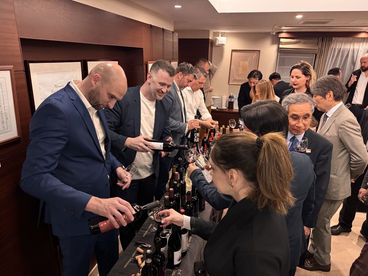SRBinJapan's tweet photo. Eight Serbian wineries and distilleries showcased their wine labels and rakija at our Embassy after taking part at ProWine Tokyo 2025 #Serbia 🍇🍷🥃🇷🇸 
#ProWine https://t.co/CrKS5NVwSW