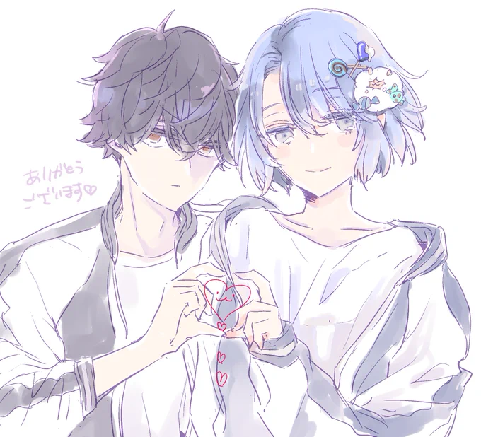  こちらこそ、ファンの方にフォローしていただいたみたいでおったまげてます。私フォローしなくても大丈夫ですよ!とお伝えしてほしい…。たくさん感想ありがとうございます。お返事書こう思ったんですが書いていいラインがどこかわからなかったので絵で許しといてください! 