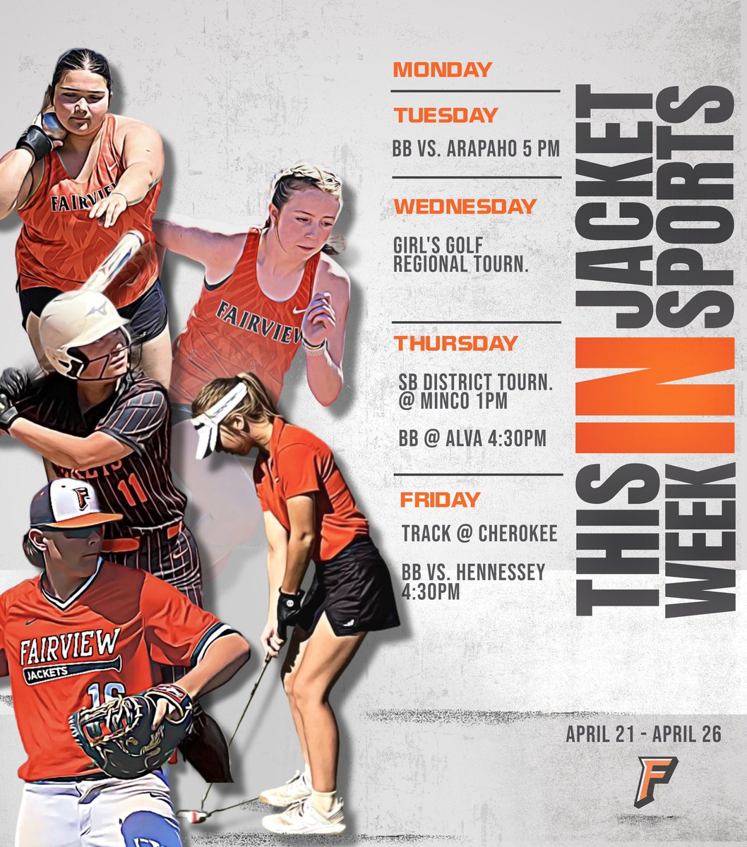 FV_athletics1's tweet image. 𝙏𝙃𝙄𝙎 𝙒𝙀𝙀𝙆 𝙄𝙉 𝙅𝘼𝘾𝙆𝙀𝙏 𝙎𝙋𝙊𝙍𝙏𝙎

#jackettrack #jacketbaseball #jacketsoftball #jacketgolf