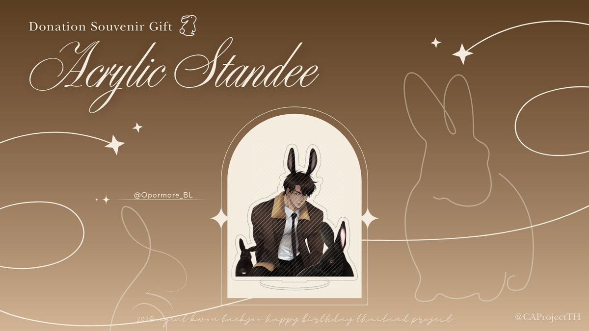 CAProjectTH's tweet photo. “2025 Happy Birthday Agent Kwon Taekjoo Thailand Project”

Donation Souvenir Gift (Acrylic Standee)

ขอขอบคุณ @Opormore_BL ที่ร่วมเป็นส่วนหนึ่งในโปรเจกต์ฉลองวันเกิดของคุณควอน แทกจูค่ะ 🐇

🗓️ ระยะเวลาโดเนท : วันที่ 24 มีนาคม - 28 เมษายน 2025 เวลา 23:59 น.

📎 ร่วมโดเนทและกรอกแบบฟอร์มรับของที่ระลึกได้ที่ : https://t.co/PVD7l6EktA

#HBDTaekjoo2025TH