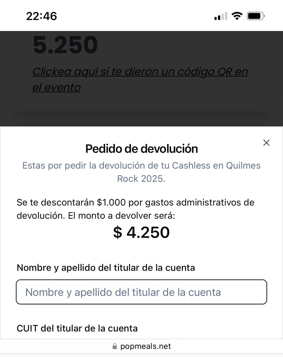 ___muy_nat's tweet photo. Millonaria la estafa del Quilmes Rock.
Te hacían cargar plata en la app de Enigma, era la única forma de comprar. 
Resulta que la plata la tiene otra plataforma que se llama POP MEALS ventas@popmeals.net Y TE COBRA $1.000 para devolver. #Estafa #popmeals @enigma @popartmusicarg https://t.co/zQaL1xamIz