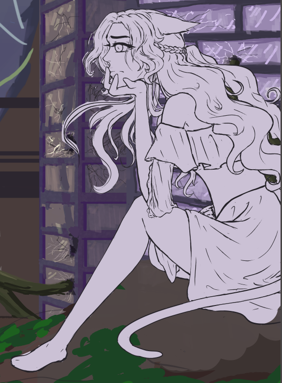 FloraEclipse's tweet photo. I haven't posted a stream prog post on here in a while but heres my progress from the past 2 stream on this long forgoten drawing that i hadn't streamed since like 2023 LOL https://t.co/LqBdj7Clow