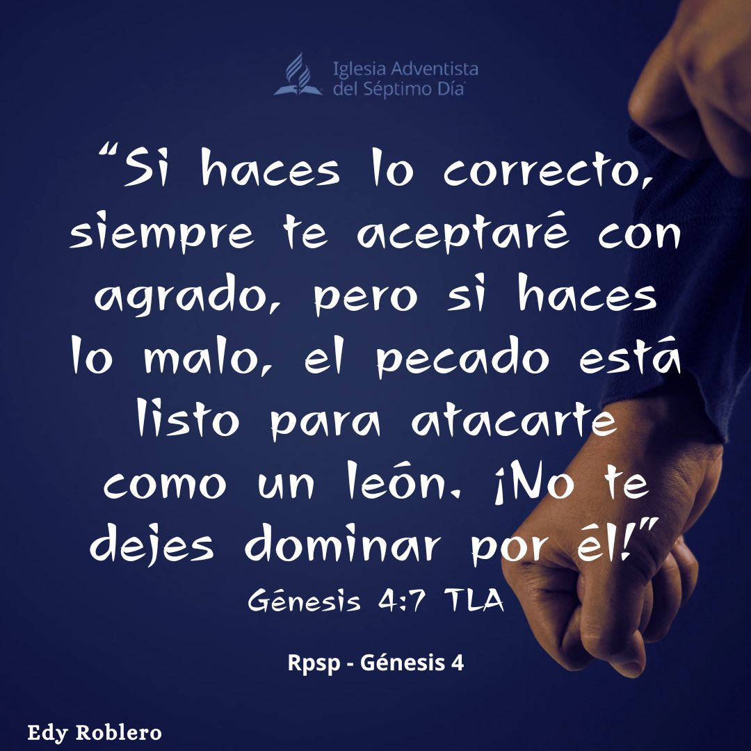 “Dios le advirtió a Caín que si no controlaba su enojo este lo controlaría a él. Y así fue, en su enojo mató a su hermano convirtiéndose así en el primer asesino del mundo. Cuida tus emociones porque si no las controlas, estas te controlarán a ti.”
#Rpsp🙏
#Génesis4📖