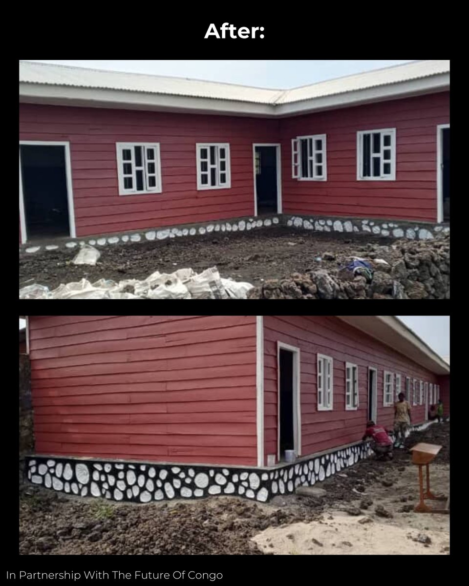 WearThePeaceCo's tweet photo. We’re happy to share @thefutureofcog school in the Mugunga neighborhood in the Congo is almost complete. Thank you for supporting us so that we can support amazing projects like this. Education and safety is a human right. Free Congo 🇨🇩 https://t.co/YIKEWTp8Ob
