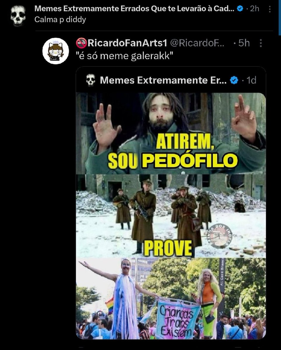 RicardoFanArts1's tweet photo. que página de bosta, pprt, um cara com 48k de seguidores vai me pintar com P3do só pq n concordo com esse discurso de que pessoas Trans são pedófilas 💀 que coisa mais nojenta pprt https://t.co/Qpj18k1Fcj