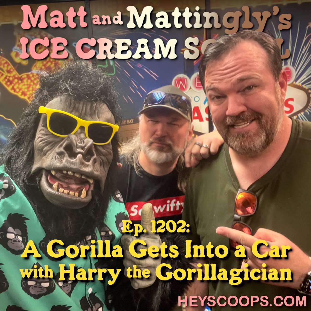 HeyScoops's tweet photo. [2/3] Plus a Scoopardy. Find Episode 1202 - A Gorilla Gets Into a Car with Harry the Gorillagician at https://t.co/dwuAltYOFn and on various podcast apps. Brought to you by Whale Nipple Covers. https://t.co/1j5BGadw7V
