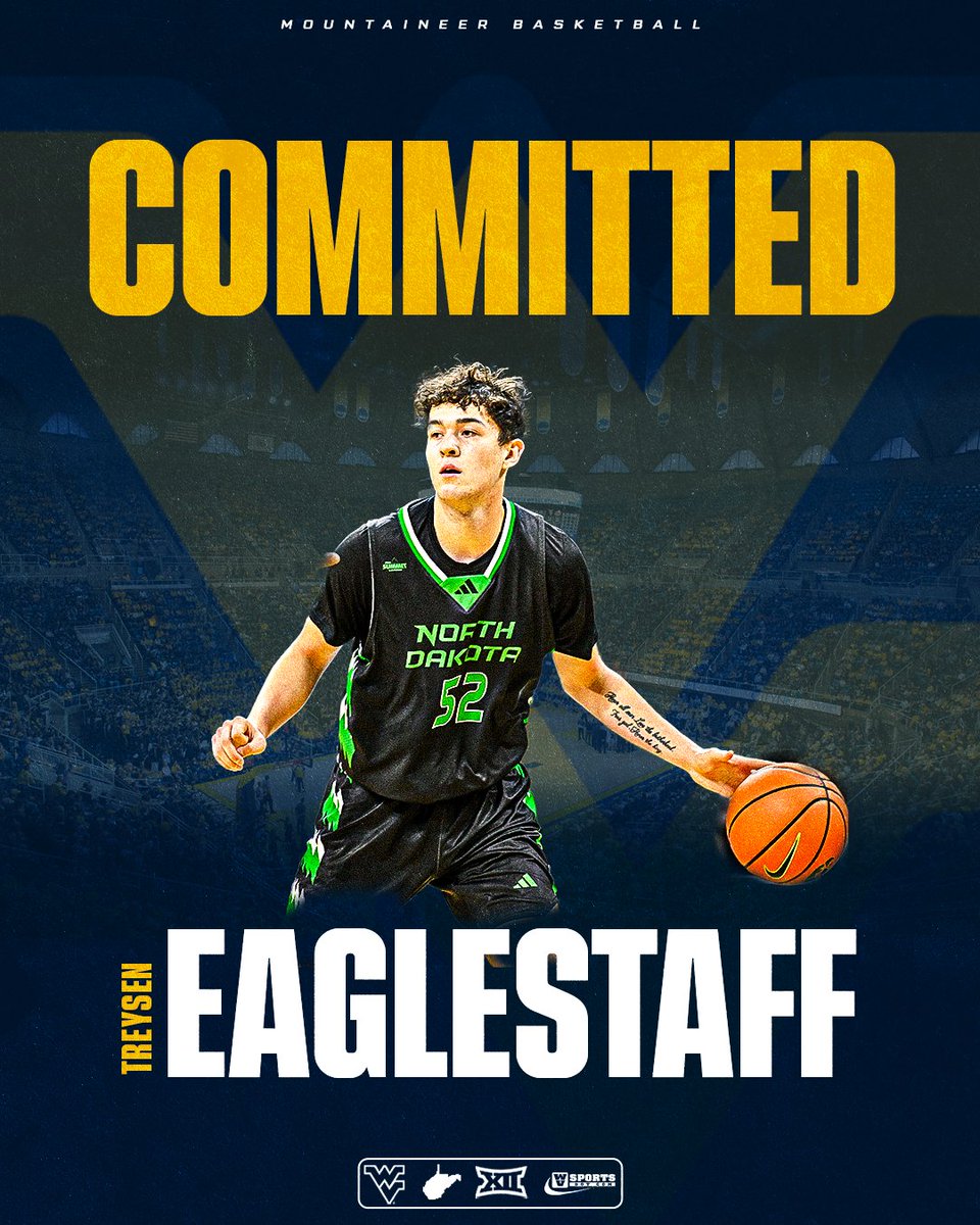 BREAKING - North Dakota transfer guard Treysen Eaglestaff has committed to #WVU. Averaged 18.9 points, 2.8 rebounds. #HailWV 

Details 👉 gowvu.us/wvv