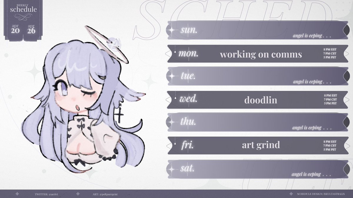 「 weekly schedule 04/20 - 04/26 」 🪽