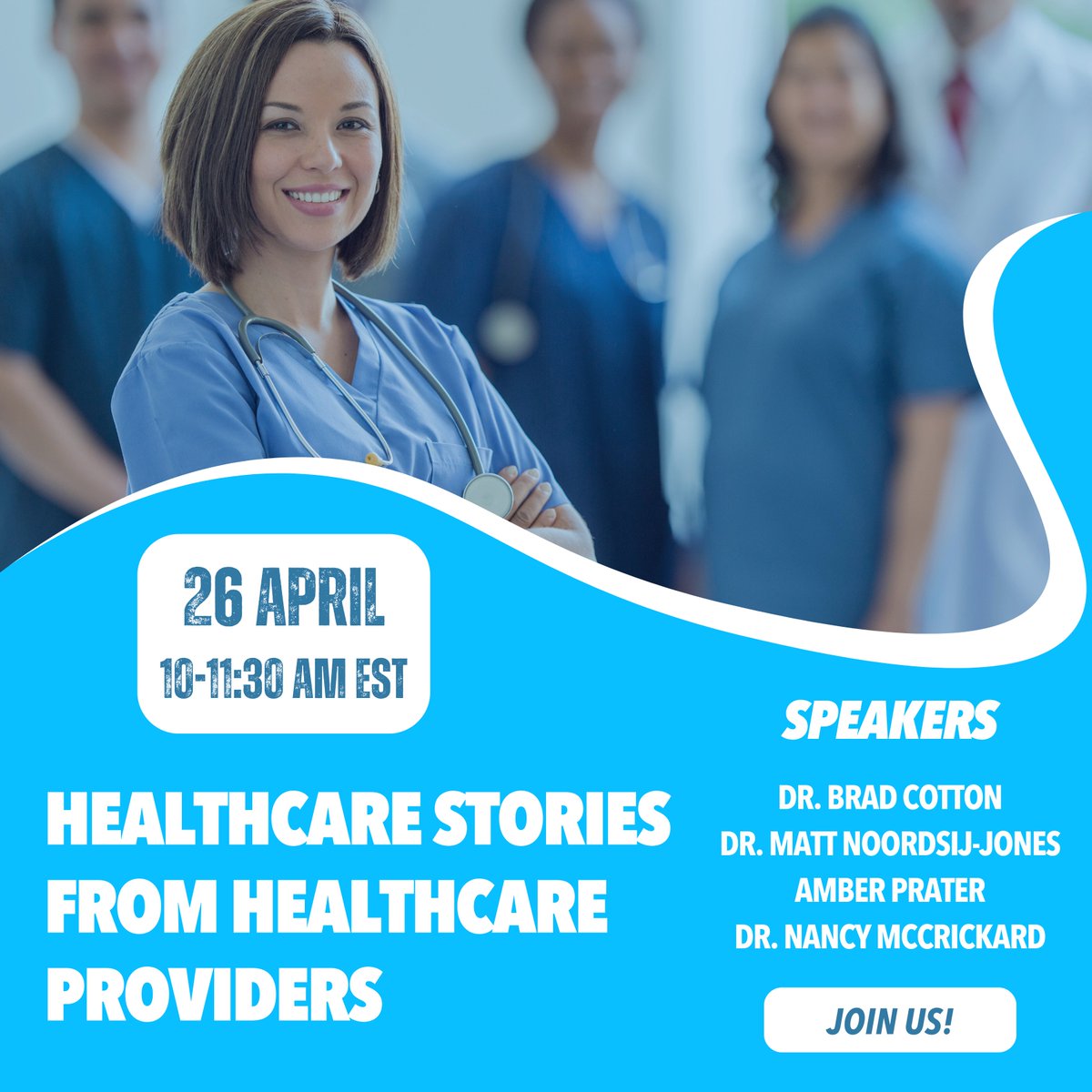 📢 Don’t miss our Healthcare Stories from Healthcare Providers Panel happening on Zoom April 26th, 10–11:30 AM ET! Hear firsthand insights from Dr. Brad Cotton, Dr. Matt Noordsij-Jones, Amber Prater, and Dr. Nancy McCrickard.
🔗 Sign up here! us02web.zoom.us/meeting/regist…