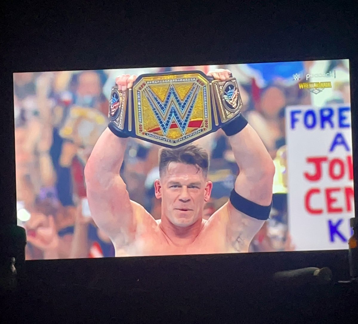 DematrixT's tweet photo. Where were you when John Cena broke the record for WWE titles reigns? #WrestleMania41 https://t.co/jfthGzkcdK