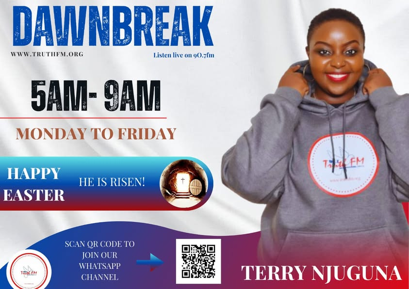 90.7 Truth Fm (@truthfmkenya) on Twitter photo #๐ฏ๐๐ฐ๐จ๐น๐๐๐๐
"He is not here, for he has risen, as he said. Come, see the place where he lay." (Matthew 28:6)
Join <a href="/terryseih/">terry seih</a> on #DawnBreak #TheBreakfastVoiceOfTheCity
CALL/WHATSAPP 0727907907. Stream Live on truthfm.org #๐ฏ๐๐ฐ๐จ๐น๐๐๐๐
"He is not here, for he has risen, as he said. Come, see the place where he lay." (Matthew 28:6)
Join <a href="/terryseih/">terry seih</a> on #DawnBreak #TheBreakfastVoiceOfTheCity
CALL/WHATSAPP 0727907907. Stream Live on truthfm.org