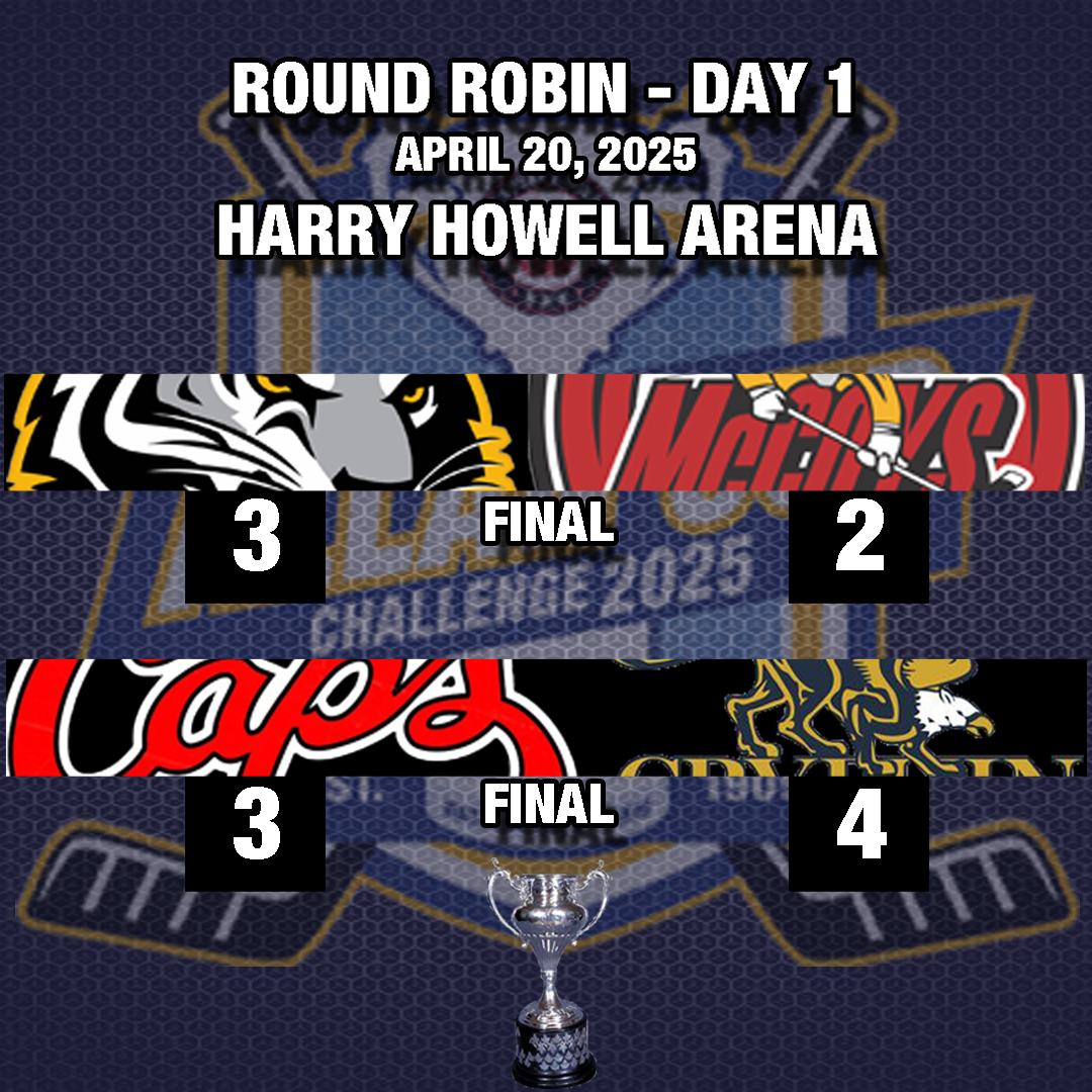 Day 1 of the 2025 Allan Cup Challenge is in the books. We look forward to seeing you at the Harry Howell arena tomorrow for two more games starting at 3:30pm and 7:30pm.

Game 3 - Dundas vs Clarenville
Game 4 - Minto vs St. John's

#AllanCupChallenge #AllanCupHockey #Hockey