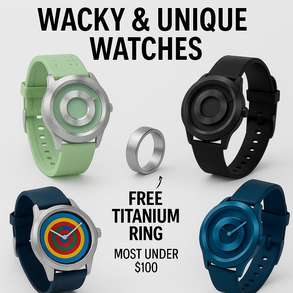 GmWatches43134's tweet photo. 🎉 Grand Opening Madness! Grab any of our wacky &amp; unique watches (most under $100) and claim a FREE titanium ring using code BOANYGORING 💍🔥
Limited time only—while supplies last!
Shop &amp; stand out 👉 https://t.co/WKvl4bae03
#GMWatches #UniqueStyle #FreeRing https://t.co/3tsFTUhxyX