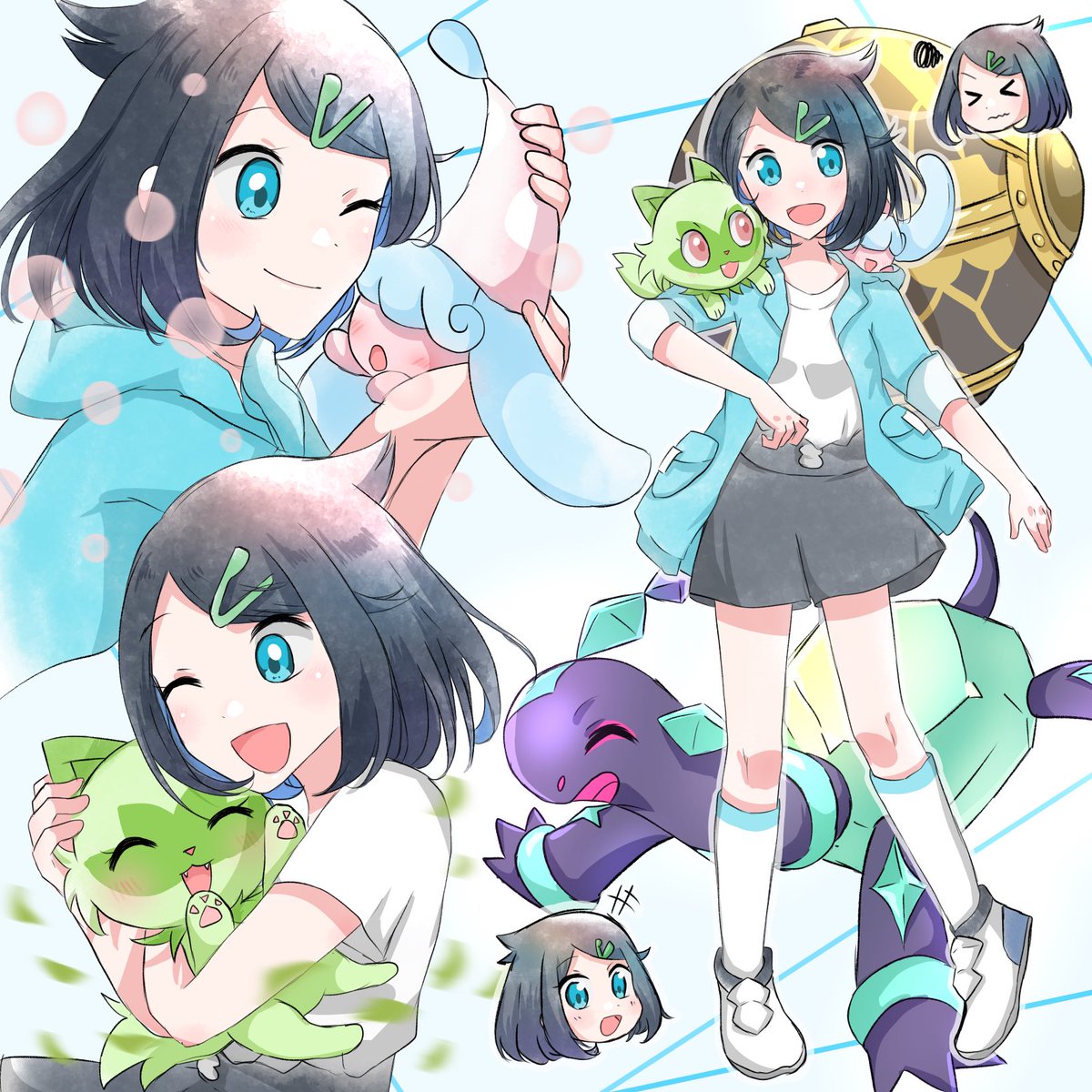 等我畫完她的寶可夢都進化了XD

#アニポケ