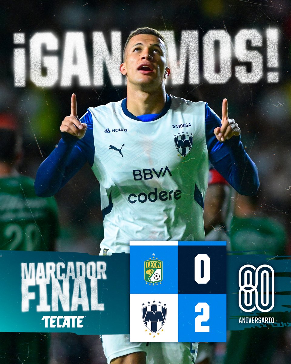 90' ⏱️ | León 0-2 Monterrey |

¡HOY CON TU APOYO, GANAMOS LOS RAYADOS!💙🤍🔥

¡VAMOS CON TODO PARA LO QUE VIENE, PANDILLA!👊🏼🗣️

<a href="/CervezaTecate/">Cerveza Tecate</a>