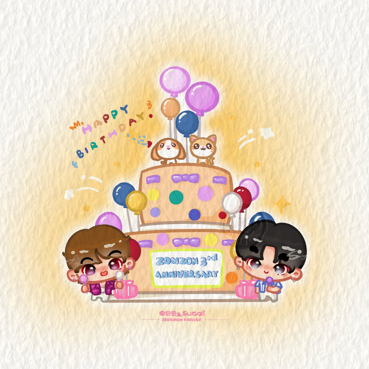 Byswagli_'s tweet photo. 🐶🐱🐶🐱

️ 🫧ZONZON’s 3rd Anniversary🫧

3RD ZONZON DAY

#3rdFansignWithZeeNuNew
#3ปีที่ซนซนกับซีนุนิว 
#ZeePruk #NuNew 
#ZeeNuNew #ซนซน
#FanArtForZeeNuNew 
@zee_pruk @CwrNew https://t.co/UPnSA2dSuB