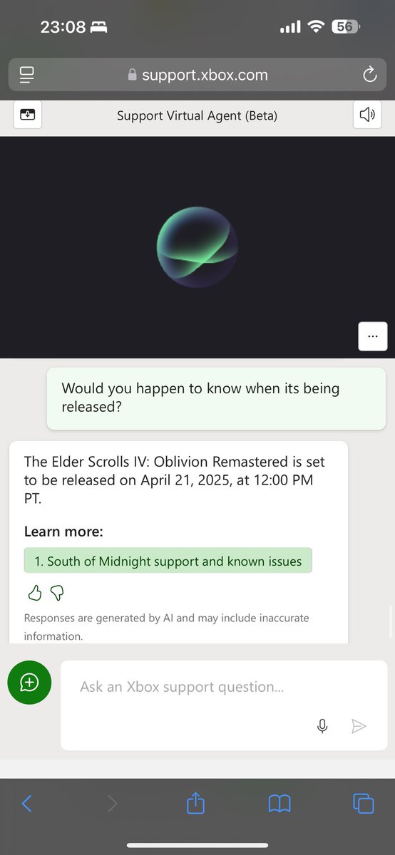 aj34789's tweet image. I asked the chat bot when #oblivion is releasing, it said April 21, 2025 at 12PM PT. It’s also a game category on #twitch. #ESIV #OblivionRemastered