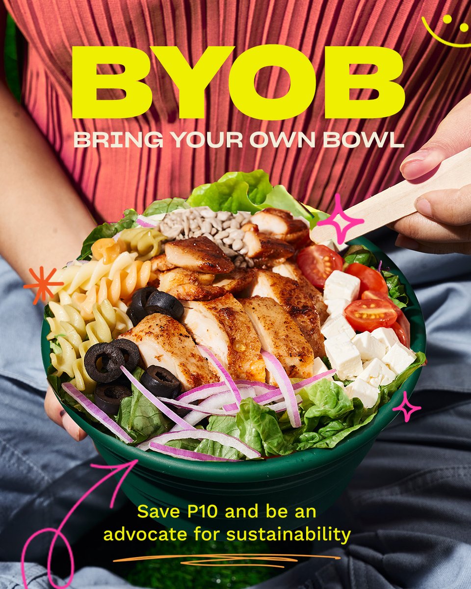 SaladStopPH's tweet photo. 🌿A small step, but together, it makes a big difference.

Every time you bring your own reusable bowl, you save ₱10 and help us cut down on single-use waste. Make conscious choices, one healthy salad at a time 💚

#GoodnessYouCanFeel #HealthyEats #SaladStopPH #EatWideAwake https://t.co/hxR6PD8yLZ