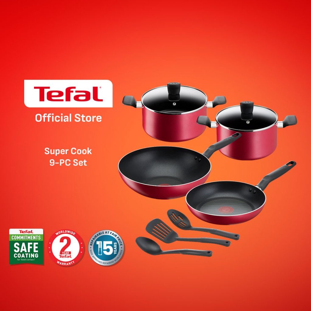 wy20330's tweet photo. 【Shopee 独家优惠】Tefal Supercook 9件套装 只要 RM55.90！中午12点有限时抢购！
包含：24cm 平底锅、28cm 炒锅、22cm &amp; 24cm 炖锅、3个锅铲
Tefal 平价高颜值锅具套装，轻松搞定一日三餐！
现在就在 Shopee 入手：
https://t.co/fW65Exi8RT https://t.co/Fs4VAxQYlE