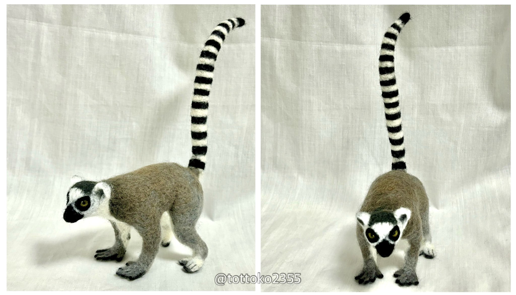 羊毛フェルトで作るワオキツネザルの子供のワークショップを10