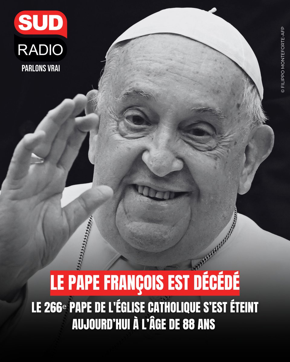 🔴 Alerte info :
Le pape François est décédé à l’âge de 88 ans
sudradio.fr/societe/deces-…