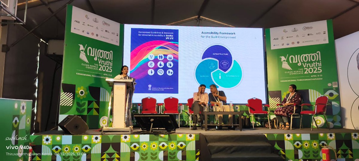 NIUA_India's tweet image. (1/2) Speaking at Vruthi 2025 panel 'Inclusive Sanitation: Making Toilets Accessible for All' , Kanika B., Inclusive Cities Centre #NIUA, shared insights from the “Sugamya and Swach Uttarakhand” project, developed in collaboration with #SCBP team at #NIUA.