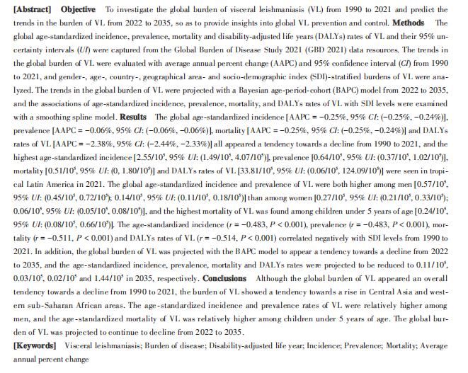 CJSC_Journal's tweet photo. 'Trends in global burden due to visceral leishmaniasis from 1990 to 2021 and projections up to 2035' an article on #ScienceOpen: https://t.co/bVrS6E3l6G https://t.co/U87eIR8rxV