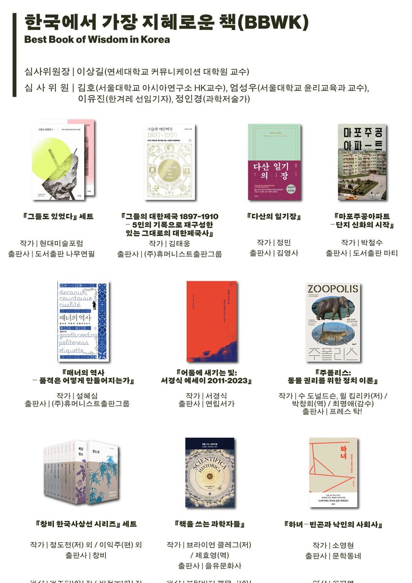 2025 〈한국에서 가장 좋은 책〉 선정 결과 발표

sibf.or.kr/62/80