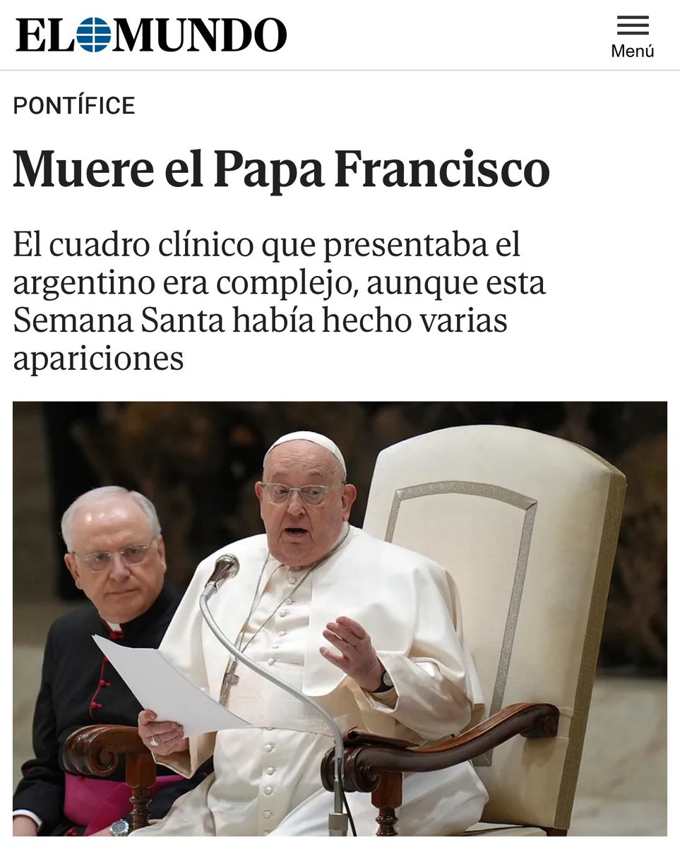 Acaba de morir el
Santo Padre, papá Fransisco 🙏