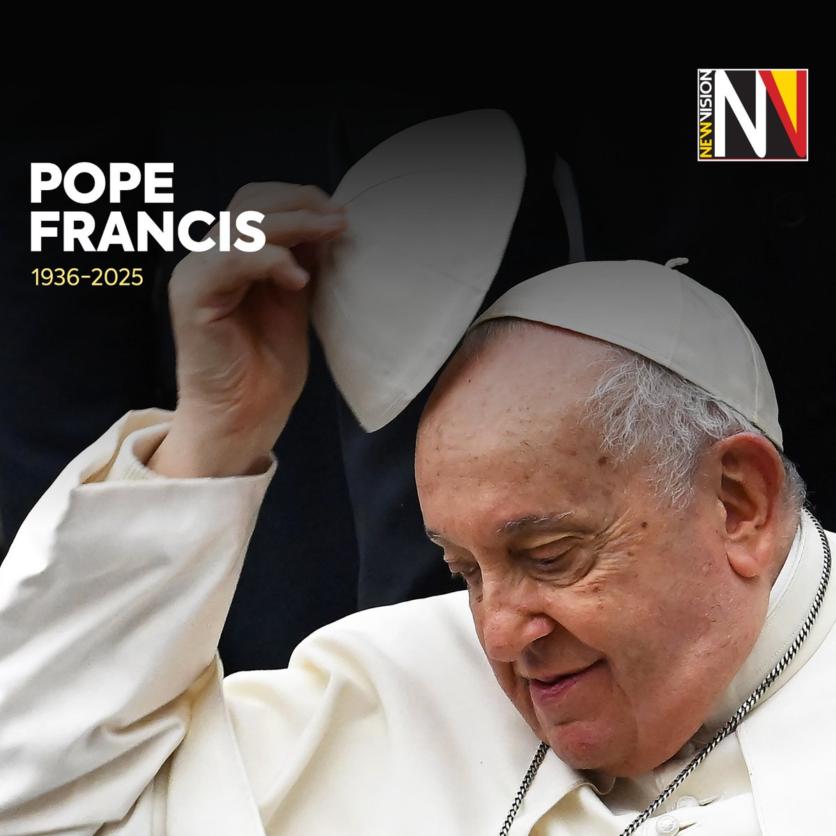 newvisionwire's tweet photo. BREAKING: Pope Francis has died, Vatican confirms

#VisionUpdates https://t.co/9K6qZl4fkz