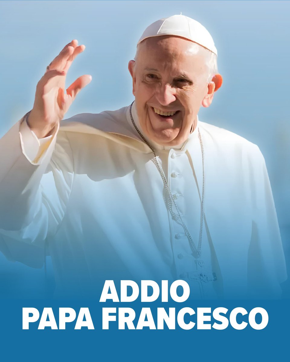 graziano_delrio's tweet photo. Oggi il mondo piange la scomparsa di #PapaFrancesco. Un uomo di fede, coraggio e umiltà, che ha saputo avvicinare la Chiesa agli ultimi e alle periferie del mondo. Il suo sorriso, la sua voce per i dimenticati, il suo esempio di semplicità resteranno per sempre nei nostri cuori. https://t.co/7BN0nBJk6q