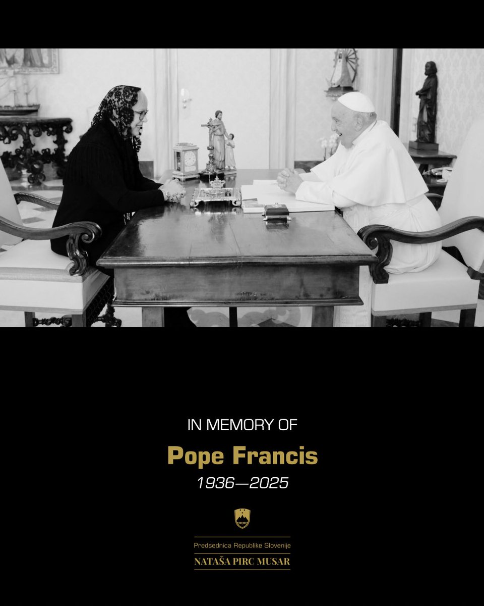 Nataša Pirc Musar (@nmusar) on Twitter photo Deeply saddened by the passing of His Holiness <a href="/Pontifex/">Pope Leo XIV</a>. His voice for peace and justice inspired millions. That he passed on Easter Monday only deepens the symbolism of his legacy - a life devoted to hope and renewal. I extend my heartfelt condolences to the Catholic Church. Deeply saddened by the passing of His Holiness <a href="/Pontifex/">Pope Leo XIV</a>. His voice for peace and justice inspired millions. That he passed on Easter Monday only deepens the symbolism of his legacy - a life devoted to hope and renewal. I extend my heartfelt condolences to the Catholic Church.
